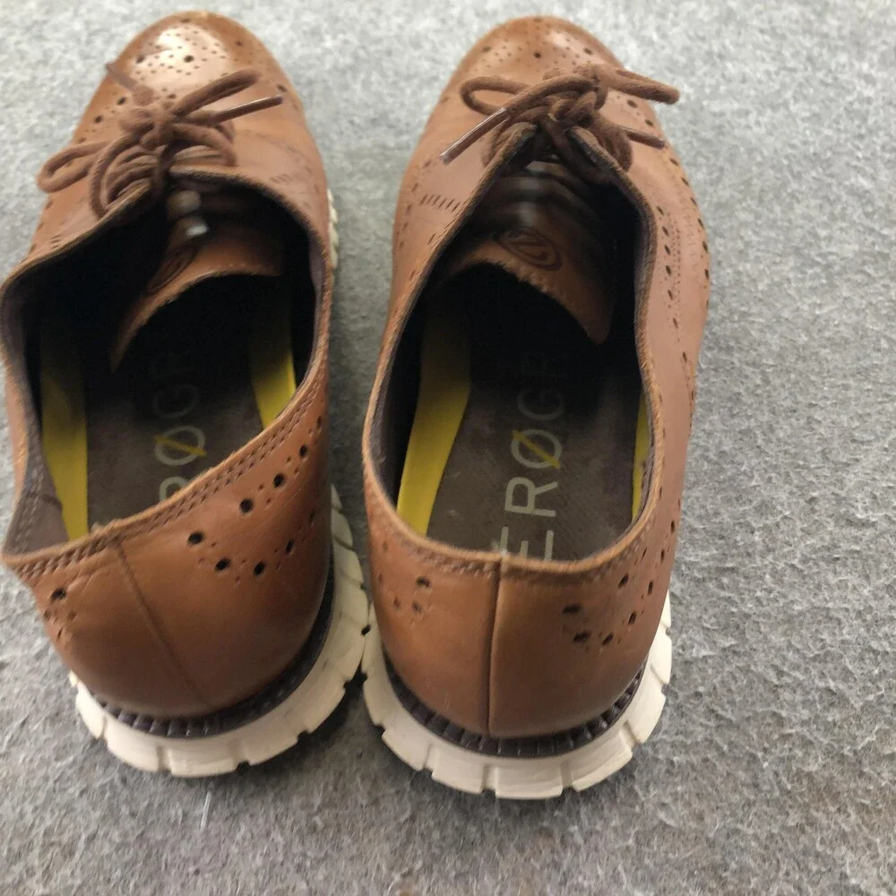 Cole Haan Zerogrand Shoes Mens 9.5 Brown Leather Wingtip Brogue Oxford Sneakers